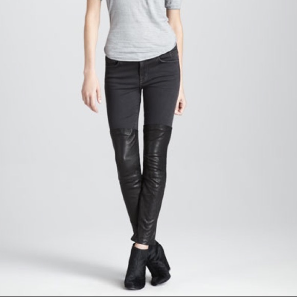 J Brand Leather Panel Pistol Pants Size 23/24 - Picture 2 of 8